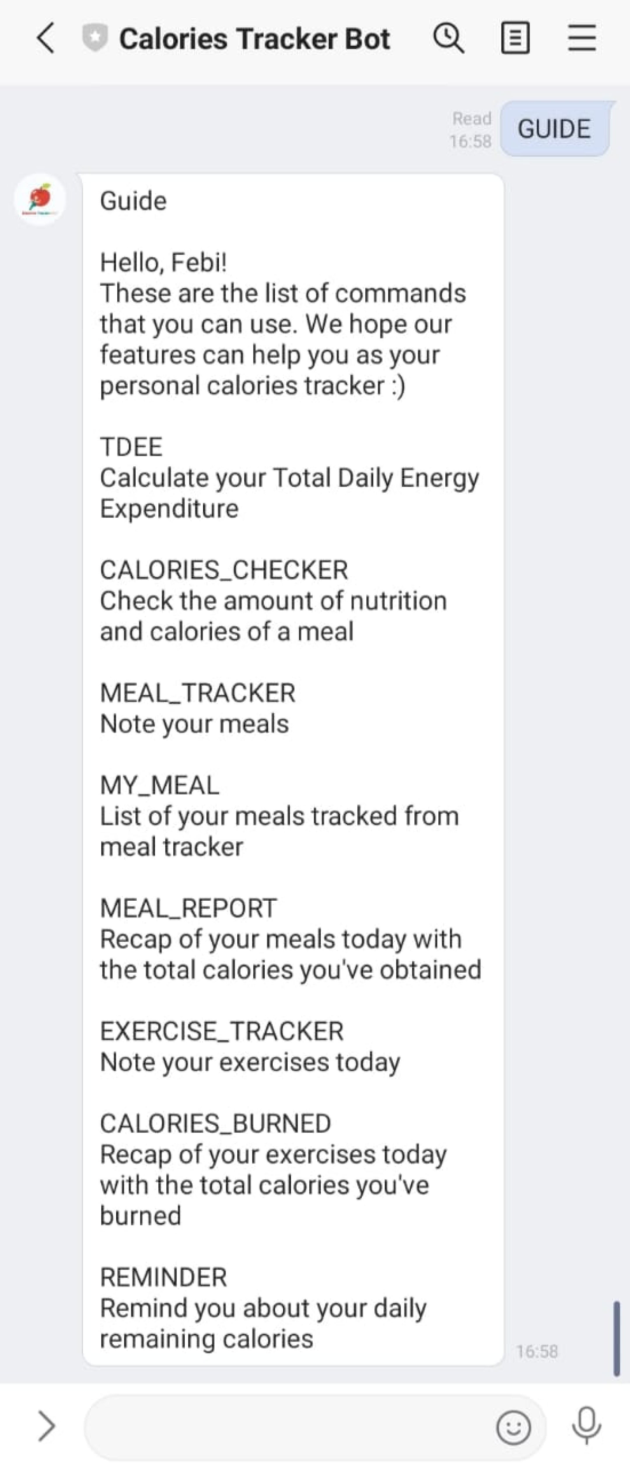 Calories Tracker Bot