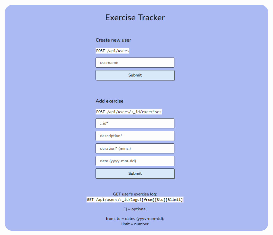 Exercise Tracker Web