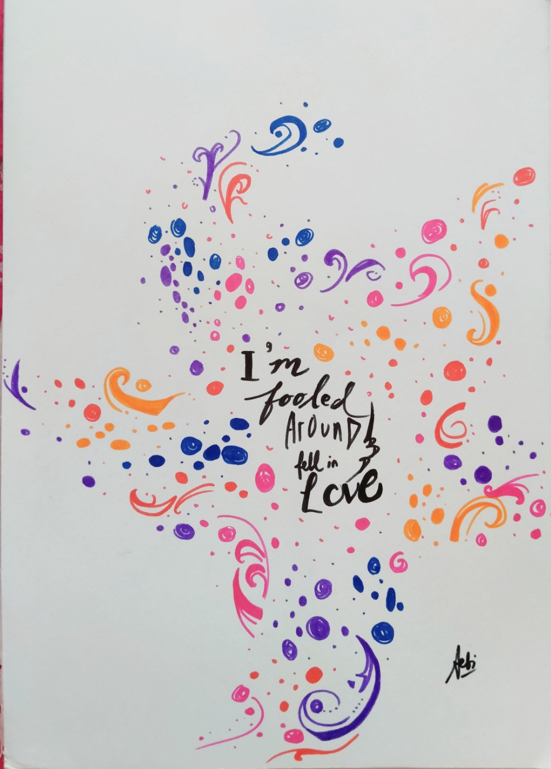 Feeling-disney-vibe wallpaper, quotes from Elvin Bishop's Fooled Around and Fell in Love lyrics, made using coloring marker